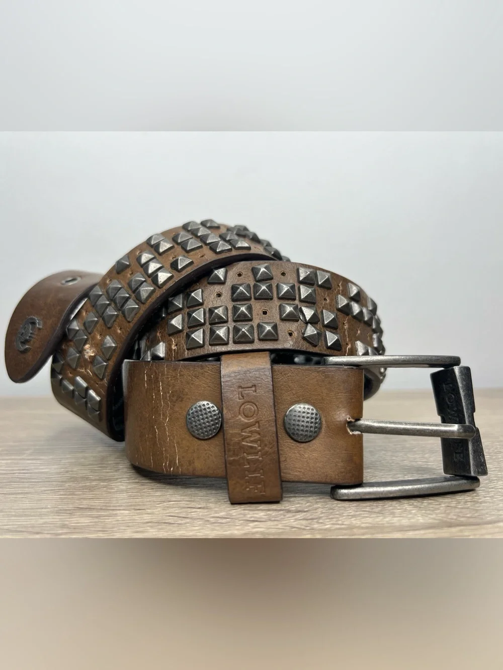 Lowlife of London Brown Studded Belt Size 28-32 Punk Goth Emo Y2K Unisex Grunge